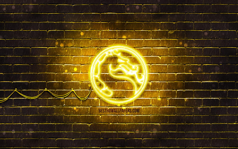Mortal Kombat yellow logo yellow brickwall, Mortal Kombat logo, 2020 games, Mortal Kombat neon logo, Mortal Kombat, HD wallpaper