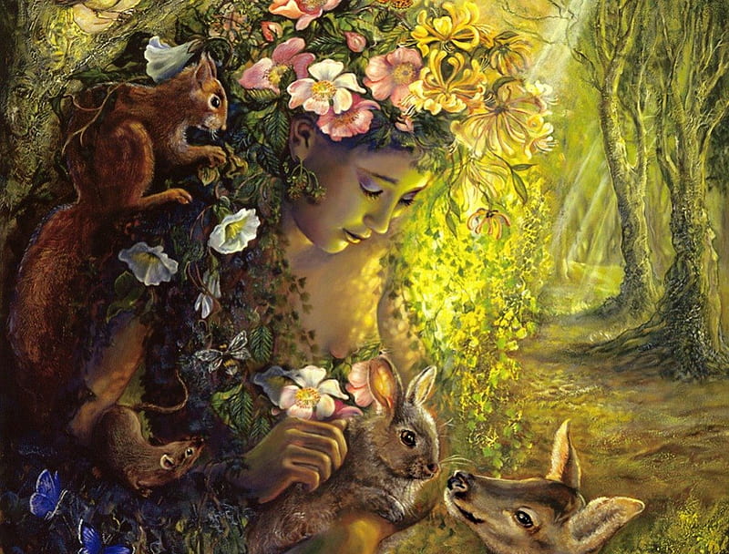 MISTRESS OF THE FOREST CREATURES, FANTASY, ANIMALS, FANTASY WOMEN ...