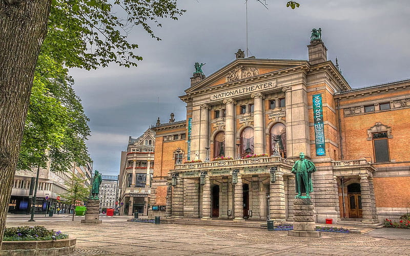 national theatre, oslo, norway, HD wallpaper