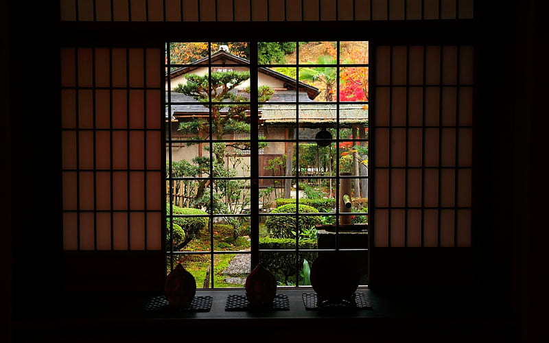 Sitting by-Enkoji Temple Autumn, HD wallpaper