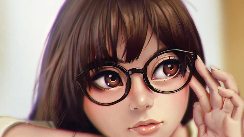 School Girl, cute, fantasy, girl with glasses, little girl, child, Firefox Persona theme, sweet, HD wallpaper