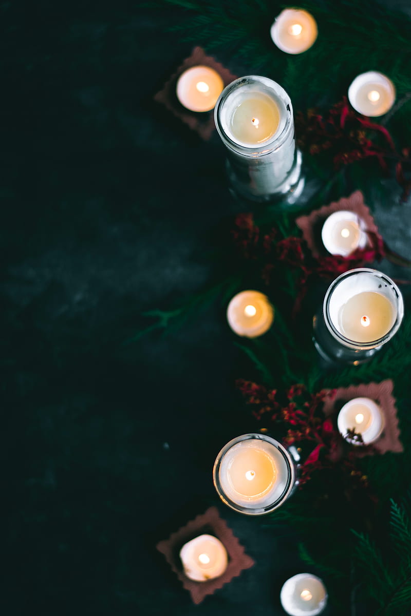 candles, branches, decoration, festive, HD phone wallpaper