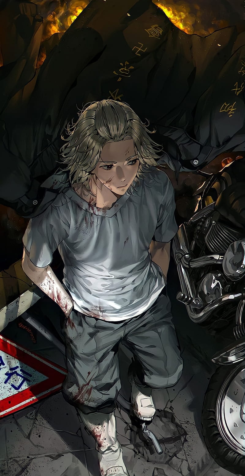 Tokyo Revengers, motorcycle, tokyo manji, mikey, gang, fanart, blonde hair, toman, manjiro sano, anime, HD phone wallpaper