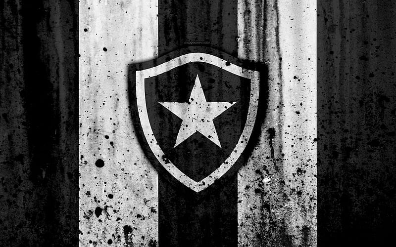 FC Botafogo grunge, Brazilian Seria A, logo, Brazil, soccer, football club, Botafogo, stone texture, art, Botafogo FC, HD wallpaper