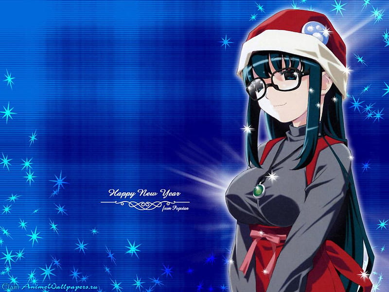 Have a Happy Anime New Year, girl, january, anime, glasses, new, year, winter, HD wallpaper