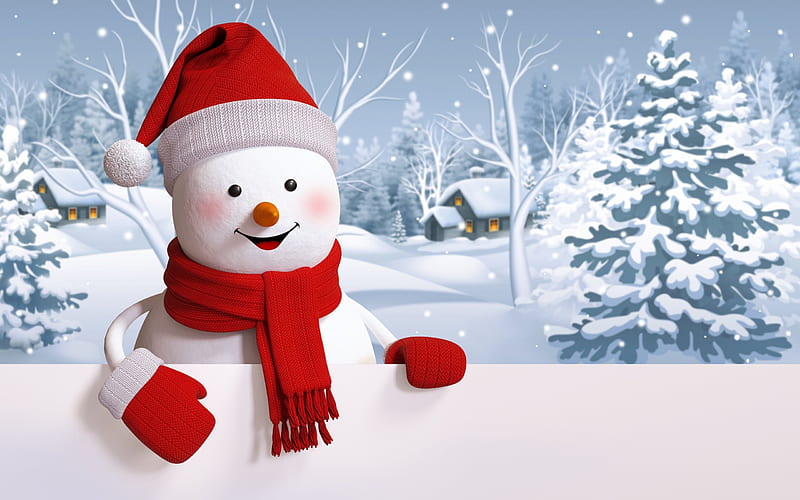 3d snowman, New Year, Christmas, New Year 2017, snowman, HD wallpaper