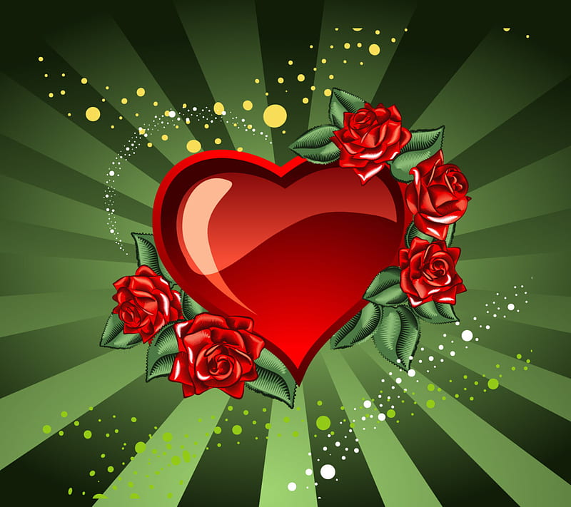 Valentines Day Heart, drawn, love, roses, valentines day, HD wallpaper