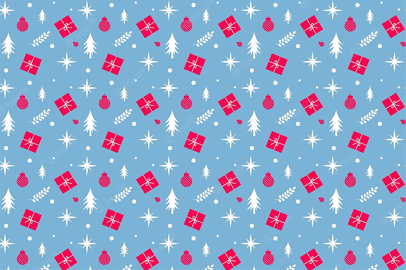 Premium Vector. Repeating christmas pattern vector with gifts and pine tree icons xmas pattern decoration for and book covers christmas seamless pattern design on frosted blue background, HD wallpaper