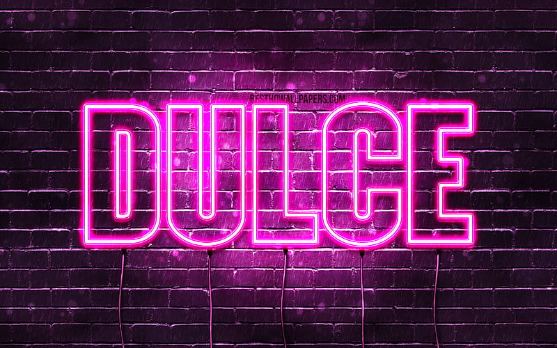 Dulce with names, female names, Dulce name, purple neon lights, Happy Birtay Dulce, with Dulce name, HD wallpaper