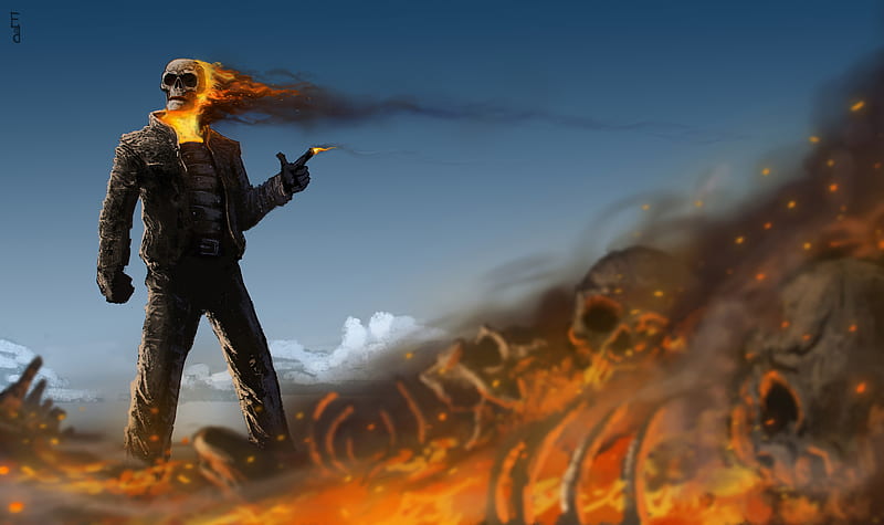 Gunslinger Ghost Rider, ghost-rider, artist, artwork, , superheroes, HD wallpaper