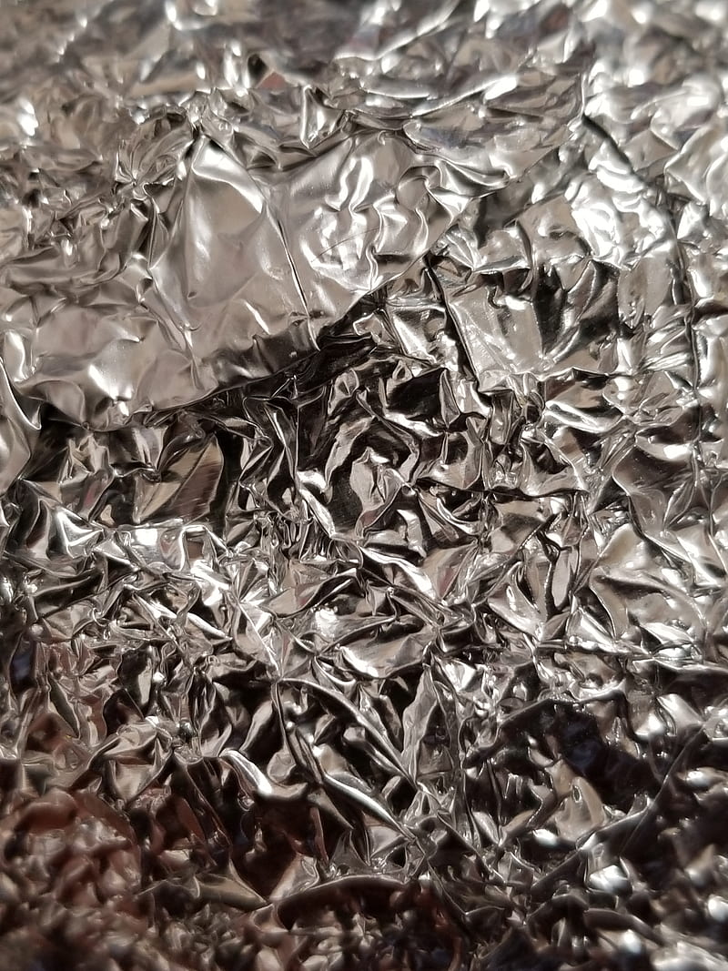 Crumpled foil, aluminum, metal, shiny, silver, HD phone wallpaper