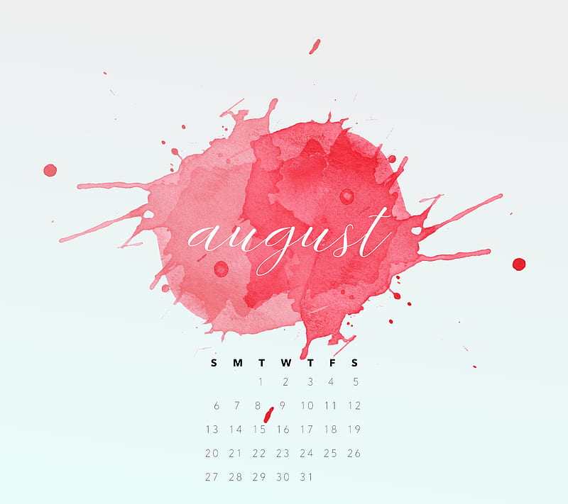 Red, calendar, august, cal, aug, HD wallpaper