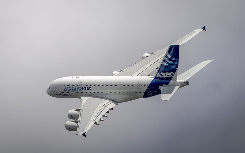 Airbus A380, flight, passenger plane, A380, civil aviation, Airbus, HD wallpaper