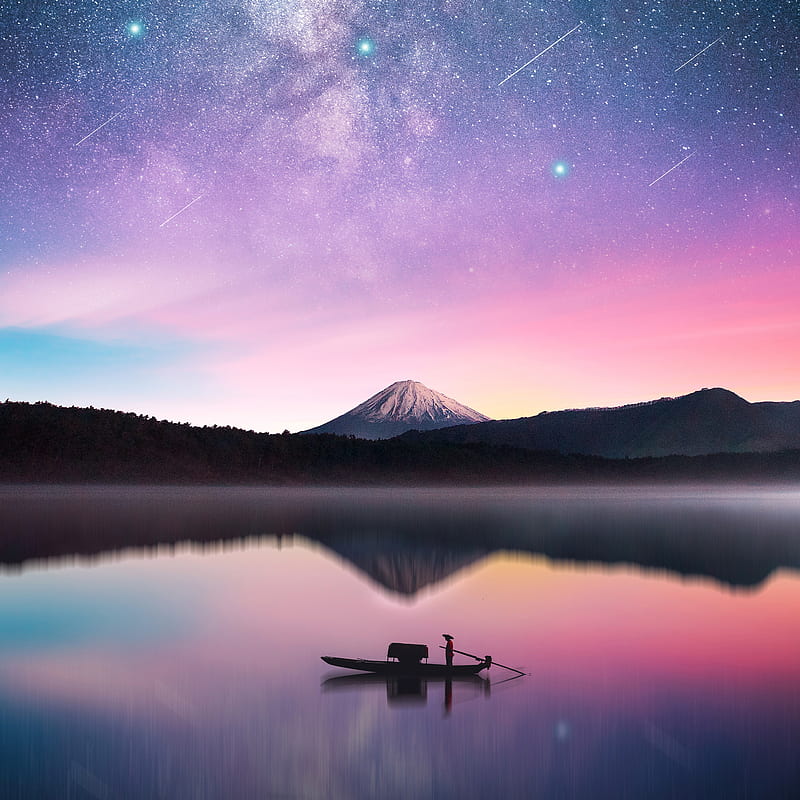 Milky Way Mount Fuji, milky-way, mount-fuji, graphy, behance, HD phone wallpaper