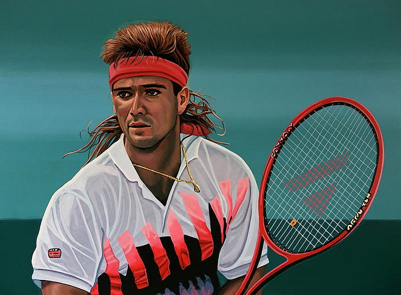 Andre Agassi, painting, match, tennis, play, HD wallpaper
