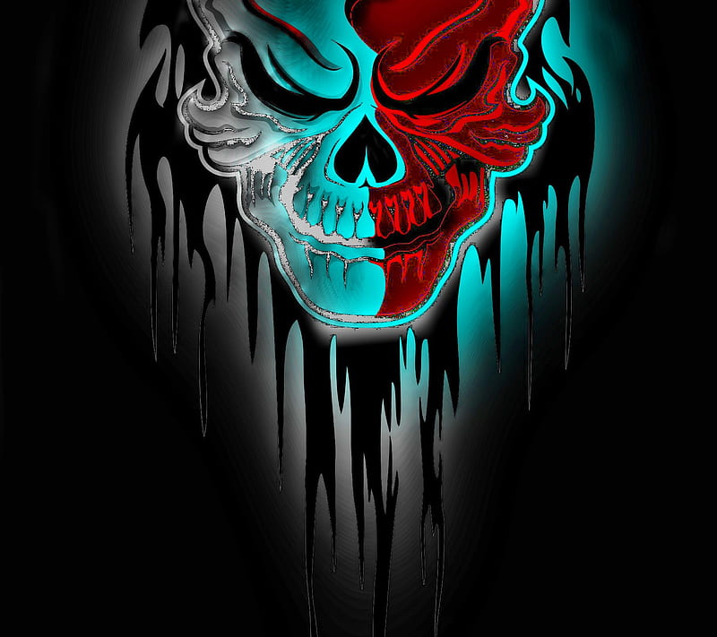 2face skull, metallic, tribal, HD wallpaper