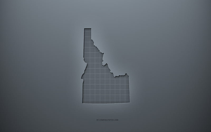 Idaho map, gray creative background, Idaho, USA, gray paper texture, American states, Idaho map silhouette, map of Idaho, gray background, Idaho 3d map, HD wallpaper