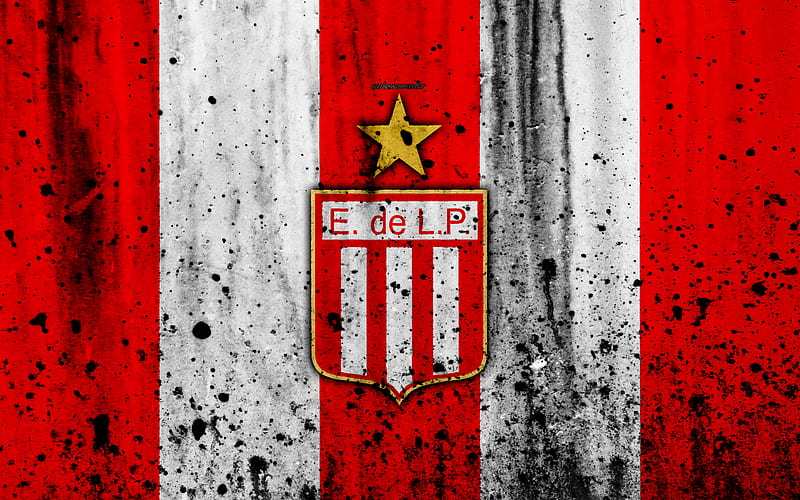 FC Estudiantes, grunge, Superliga, soccer, Argentina, logo, Estudiantes, football club, stone texture, Estudiantes FC, HD wallpaper