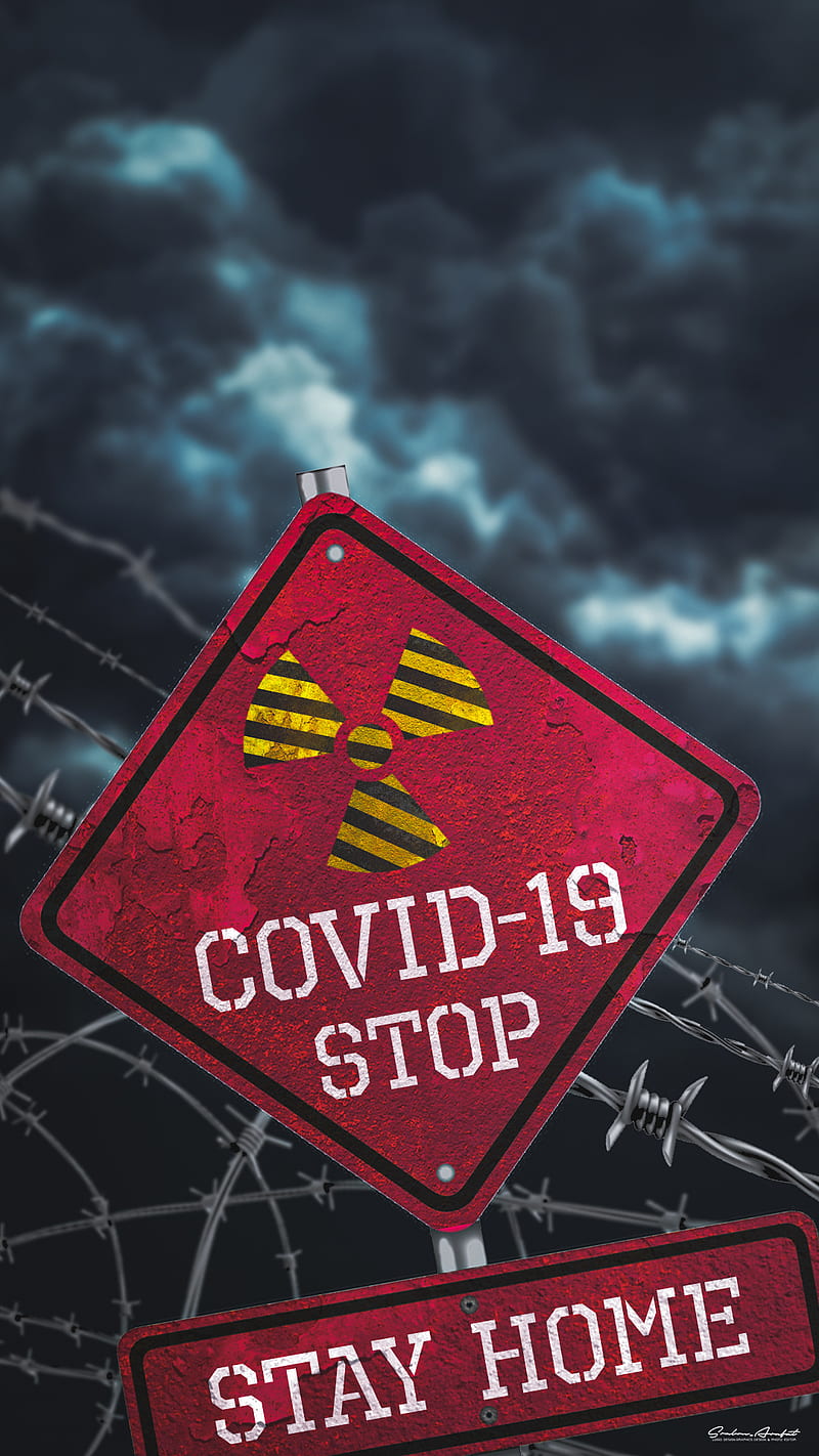 Stop Covid-19, corona, corona virus, danger, quotes, radioactive, stay, stay home, HD phone wallpaper