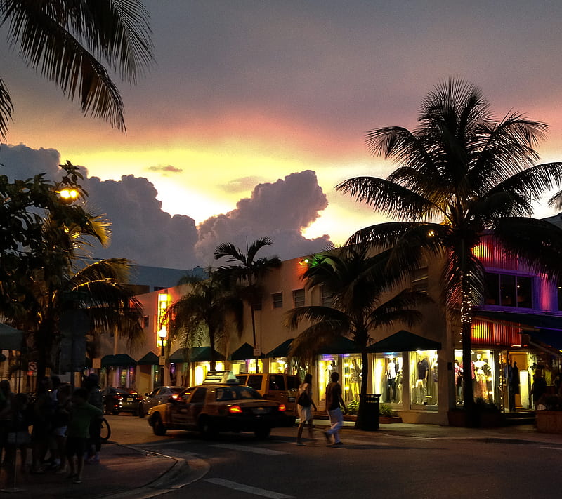 Miami Sunset, miami beach, HD wallpaper