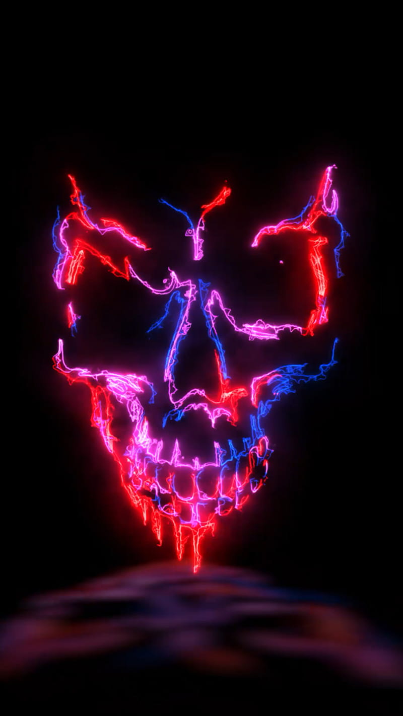 Neon Skull, colourful, light, HD phone wallpaper