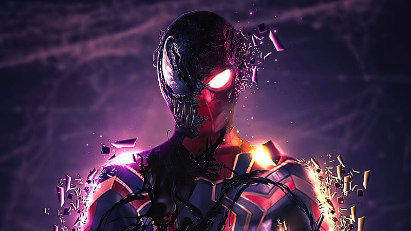 Spidey Venom , spiderman, superheroes, artist, artwork, digital-art, HD wallpaper