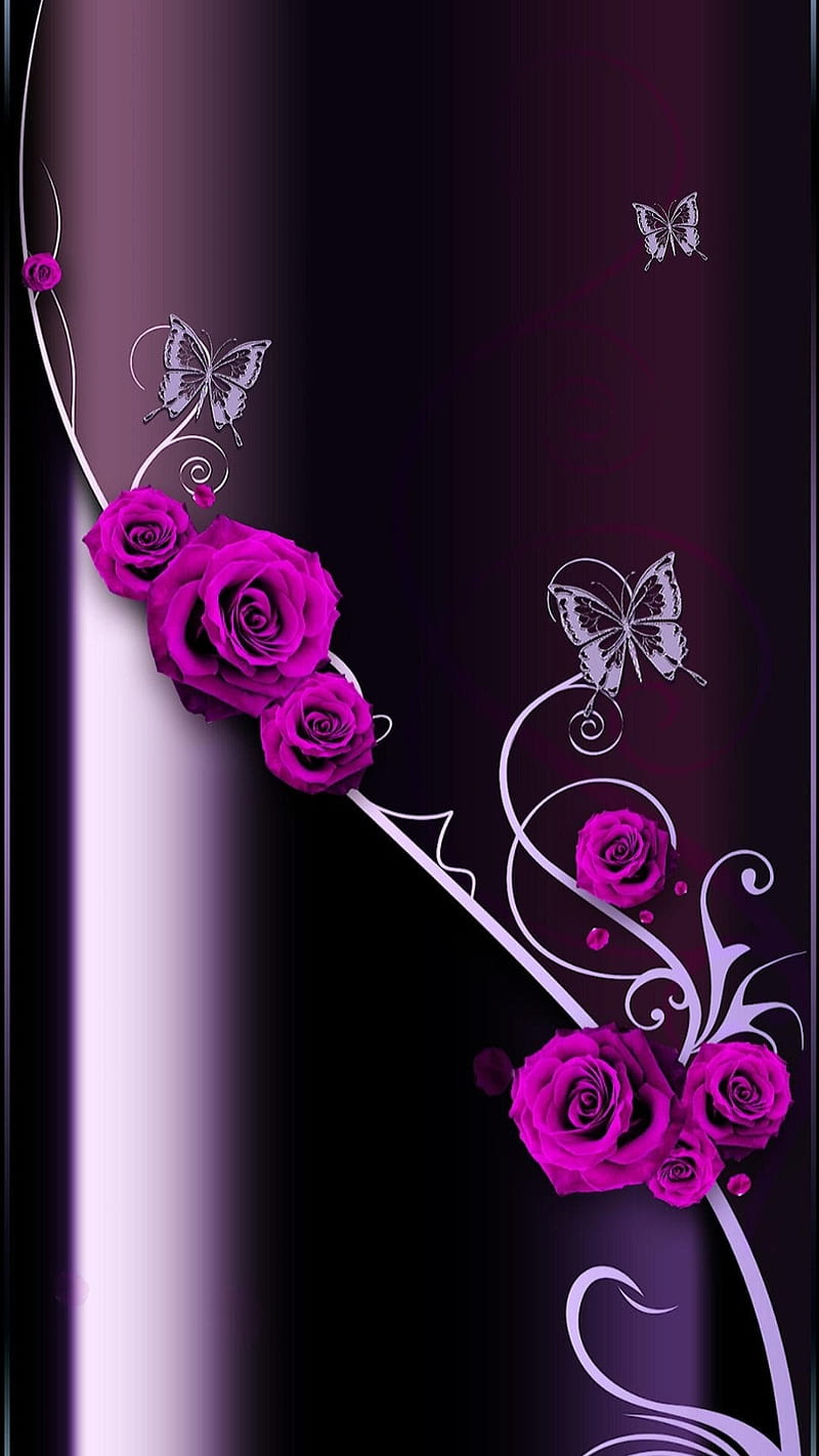 Roses, butterfly, flowers, love, pretty, purple, red, rose, HD phone  wallpaper | Peakpx