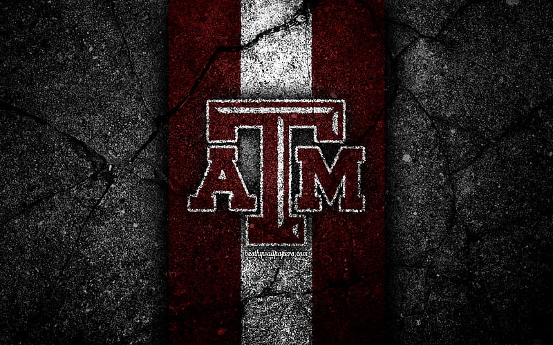 Texas AM Aggies american football team, NCAA, purple white stone, USA, asphalt texture, american football, Texas AM Aggies logo, HD wallpaper