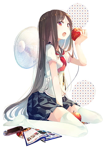 Download Cute Kawaii Anime Girl Eating Wallpaper