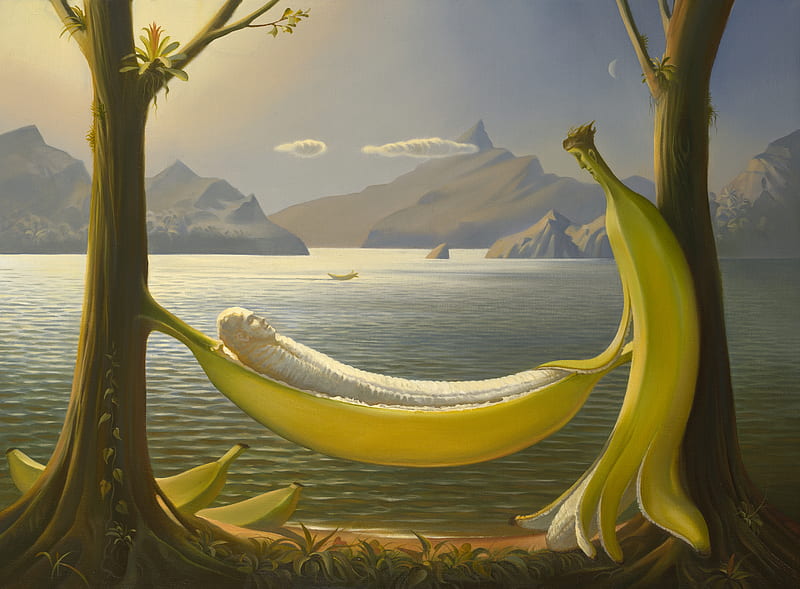 Golden Anniversary by Vladimir Kush, anniversary, surreal, banana, vladimir kush, HD wallpaper