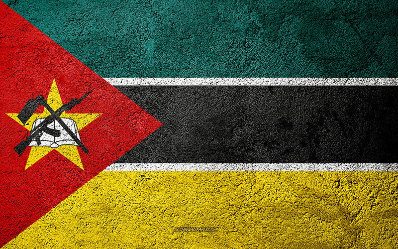Flag of Mozambique, concrete texture, stone background, Mozambique flag, Africa, Mozambique, flags on stone, HD wallpaper