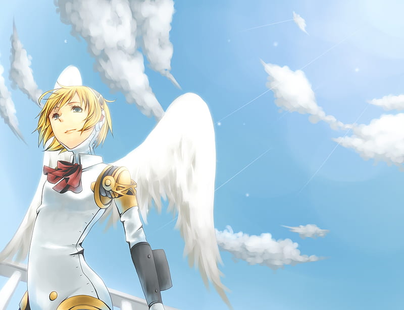Persona 3 Aegis, angel wings, person, robot, shin megami tensei, persona 3, HD wallpaper