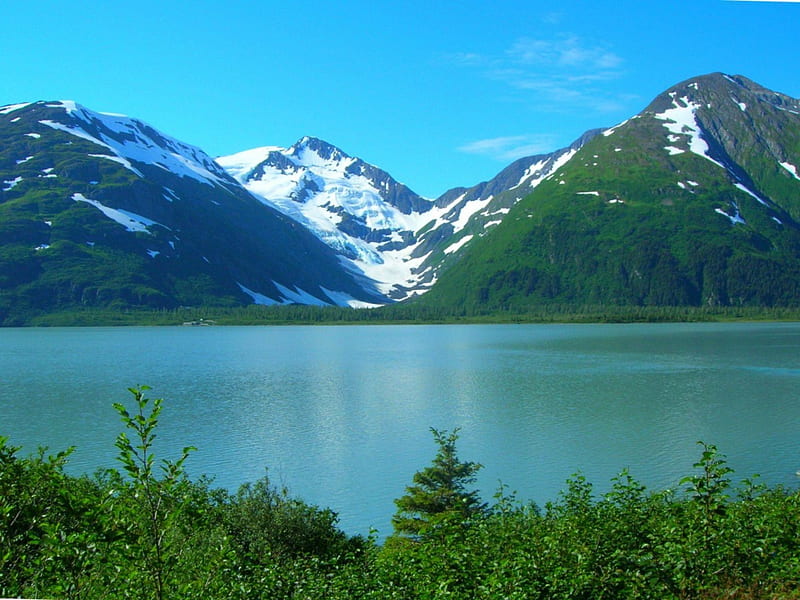 Anchorage, Alaska, forest, mountains, nature, fun, lake, HD wallpaper