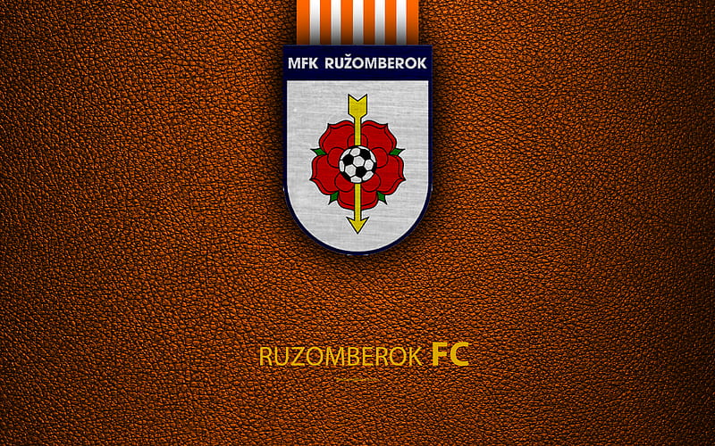 MFK Ruzomberok, FC Slovak football club, logo, leather texture, Fortuna liga, Ružomberok, Slovakia, football, HD wallpaper