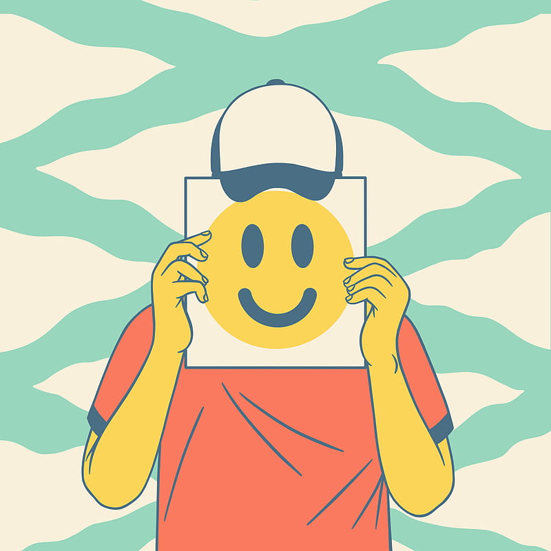 Smiley, Emoji, Louis16art, artwork, clouds, funny, happy, illustration, smile, HD phone wallpaper