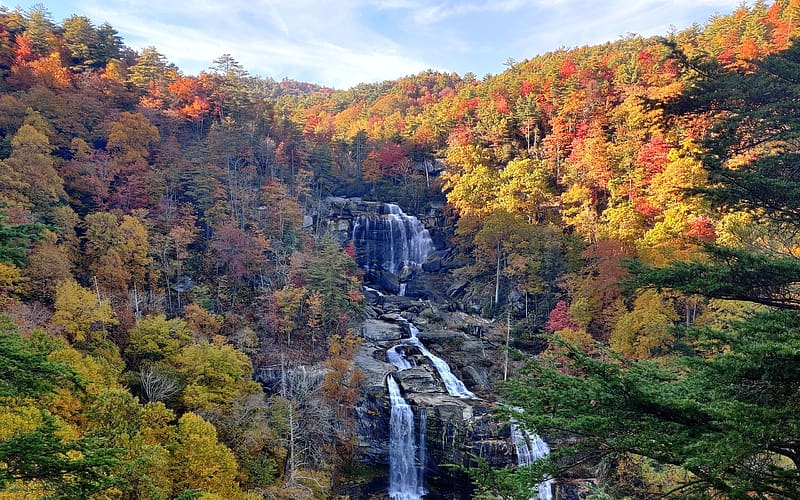 Upper Whitewater Falls, North Carolina, fall, trees, colors, rocks ...