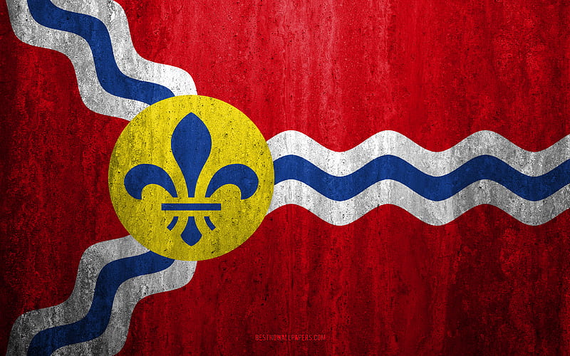 Flag of St Louis, Missouri stone background, American city, grunge flag, St Louis, USA, St Louis flag, grunge art, stone texture, flags of american cities, HD wallpaper