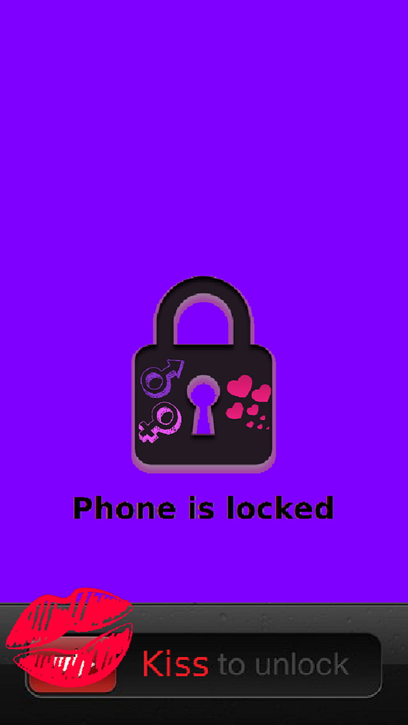 Kiss to unlock v2, iphone, lock, love, pink, screen, violet, HD phone ...