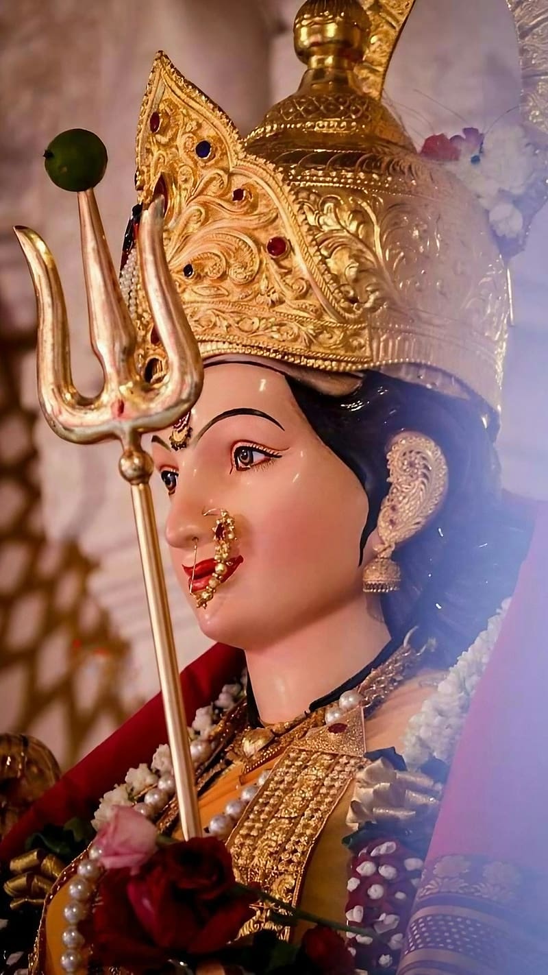 Sherawali Mata Ke, Maa Durga Statue, goddess, HD phone wallpaper