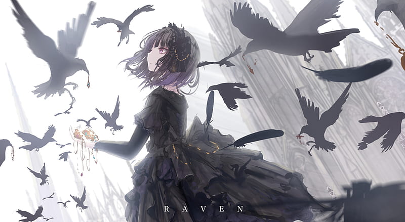 Anime, Original, Black Dress, Girl, Raven, HD wallpaper | Peakpx