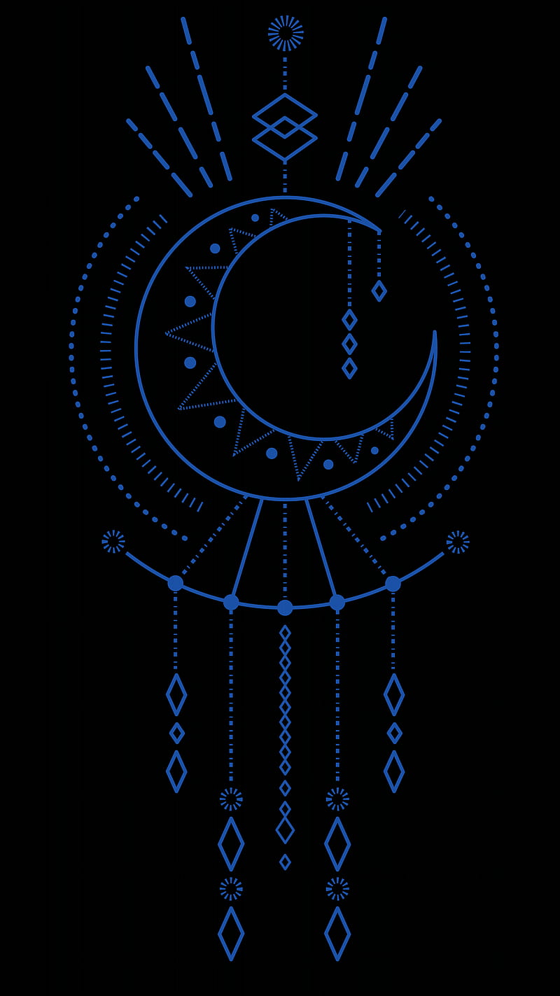 Tribal Mandala, black, blue, sacred, sign, space, symbol, yang, yin, HD phone wallpaper