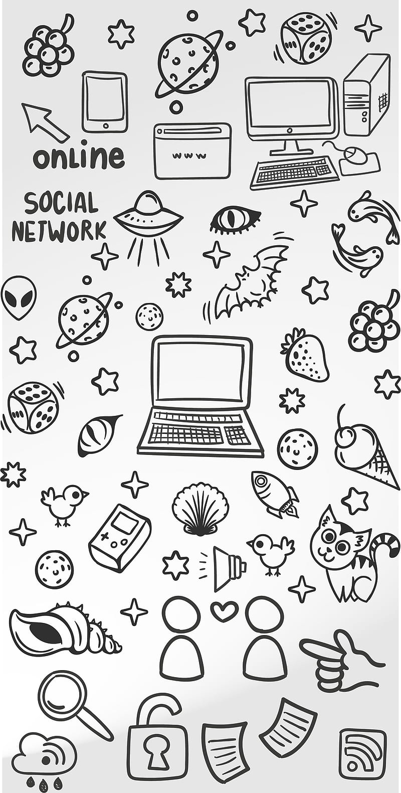doodle, bat, doodles, internet, love, spider, vintage, HD phone wallpaper
