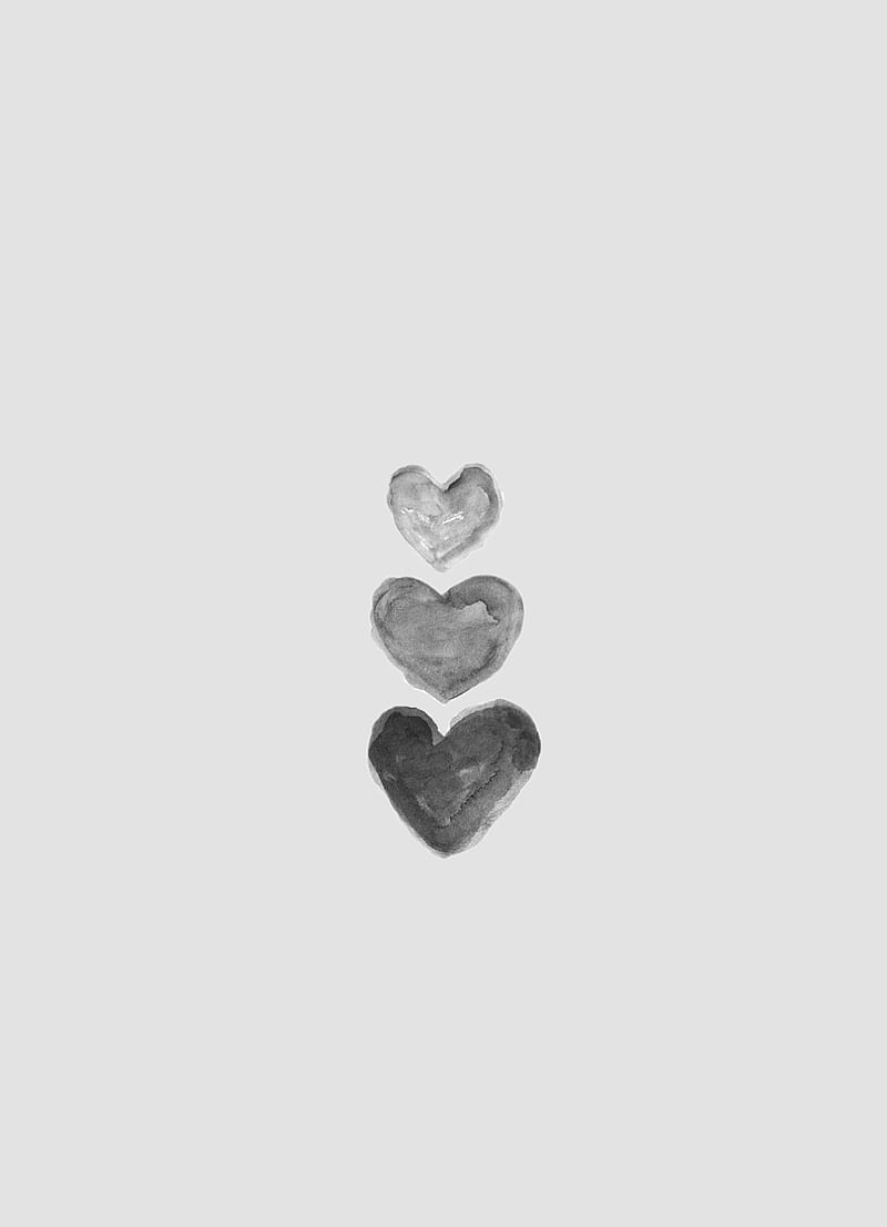 Grey hearts, aesthetic, cute, gris, heart, minimal, simple, HD mobile wallpaper
