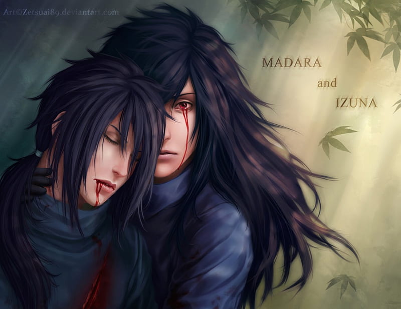 Madara & Izuna, death, naruto, clan, uchiha, blood, izuna, sharingan, madara, dark, HD wallpaper