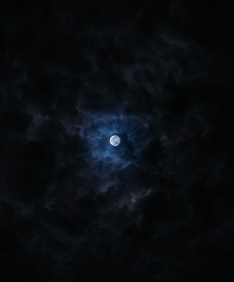 moon, full moon, clouds, night, sky, dark, HD phone wallpaper