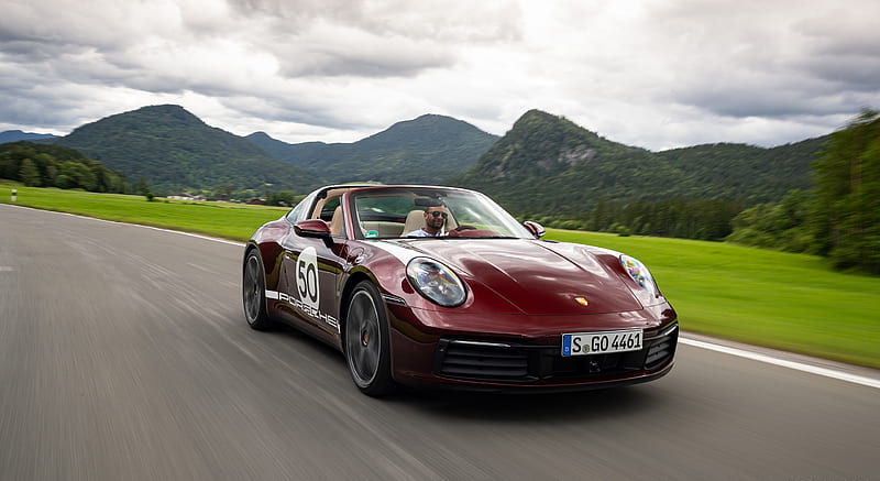 2021 Porsche 911 Targa 4S Heritage Design Edition (Color: Cherry Metallic) - Front Three-Quarter , car, HD wallpaper 2021 Porsche 911 Targa 4S Heritage Design Edition (Color: Cherry Metallic) - Front Three-Quarter , car, HD wallpaper