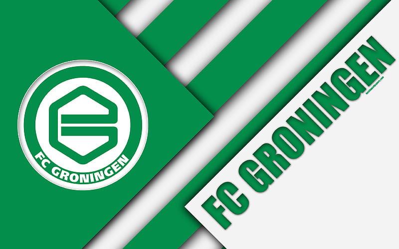 Groningen FC, emblem, green white abstraction material design, Dutch football club, Eredivisie, Groningen, Netherlands, football, HD wallpaper
