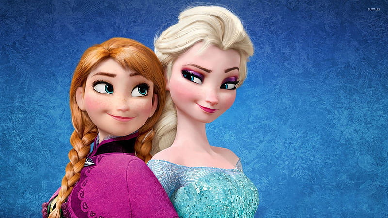 Frozen (2013), anna, movie, elsa, snow queen, princess, frozen, disney, poster, pink, blue, HD wallpaper