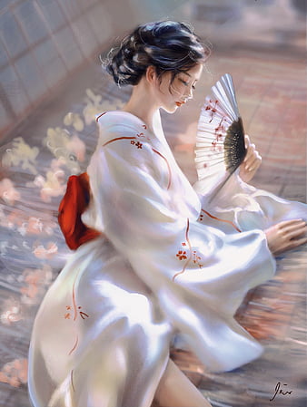 Beautiful japanese geisha girl in kimono -... - Stock Illustration  [73523082] - PIXTA