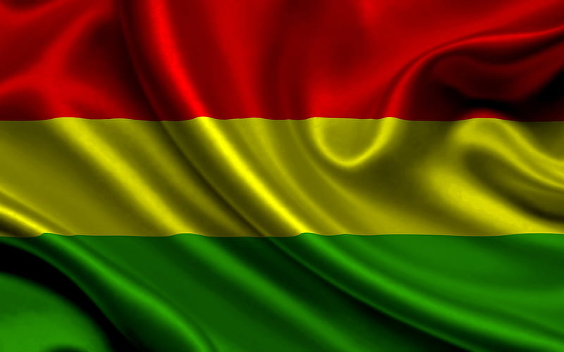 Bolivian flag silk, flag of Bolivia, flags, Bolivia flag, HD wallpaper